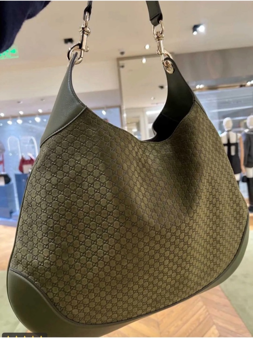Olive Green GG Canvas Hobo Shoulder Bag